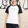 Logo-Baseball-T-Shirt, asiatische Größen, „Weiß Schwarz“