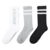 Logo Stripes Crew Socken, drei Paar „Weiß Grau Schwarz“