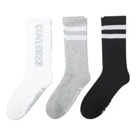 Logo Stripes Crew Socken, drei Paar „Weiß Grau Schwarz“ Logo Stripes Crew Socken, drei Paar „Weiß Grau Schwarz“