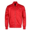 Lässige Sport-Baseballjacke mit Stehkragen, asiatische Größen, „Rot“