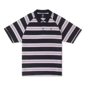 Marquis gestreiftes Kurzarm-Poloshirt (asiatische Größen) „Schwarz“