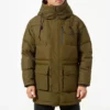 Mittellange Daunenjacke in asiatischen Größen „Olivgrün“