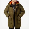 Mittellange Daunenjacke in asiatischen Größen „Olivgrün“