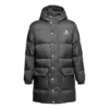 Mittellange, warme Daunenjacke mit Kapuze – asiatische Größen – „Schwarz“