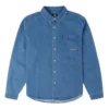 Oxford-Langarm-Jeanshemd, asiatische Größen, „Indigo Blue“