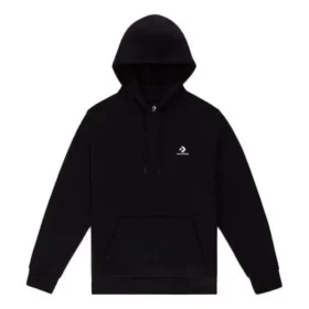 Pullover-Hoodie aus French Terry mit gesticktem Stern-Chevron-Muster, asiatische Größen „Schwarz“
