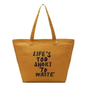 Renew Life „Life’s Too Short To Waste“ Canvas-Tragetasche „Brown“