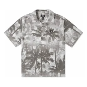 Resort Palm Trees Button-Down-Hemd asiatische Größen „Black Palm“