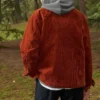 Retro-Einfarbige Cordjacke Rotbraun