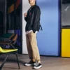 Retro-Freizeitjacke mit Kapuze im Paar-Look, schwarz