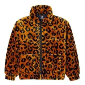 Retro-Leopardenmuster-Jacke im lockeren Schnitt für Paare, asiatische Größen, „Braun“