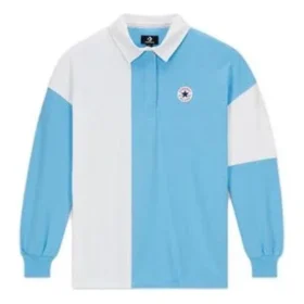 Retro-Rugby-Shirt, asiatische Größen „Hellblau-Weiß“