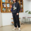 Schuhe mit Aufdruck, mit Fleece gefüttert, schwarz