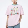 Sport-T-Shirt mit Eiscreme-Print, kurzärmelig, rosa