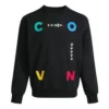 Sportliches Sweatshirt mit Rundhalsausschnitt und kontrastierendem Buchstabenprint – asiatische Größen „Schwarz“