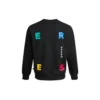 Sportliches Sweatshirt mit Rundhalsausschnitt und kontrastierendem Buchstabenprint – asiatische Größen „Schwarz“