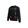 Sportliches Sweatshirt mit Rundhalsausschnitt und kontrastierendem Buchstabenprint – asiatische Größen „Schwarz“