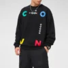 Sportliches Sweatshirt mit Rundhalsausschnitt und kontrastierendem Buchstabenprint – asiatische Größen „Schwarz“