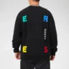 Sportliches Sweatshirt mit Rundhalsausschnitt und kontrastierendem Buchstabenprint – asiatische Größen „Schwarz“