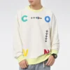 Sportliches Sweatshirt mit Rundhalsausschnitt und kontrastierendem Buchstabenprint, asiatische Größen, „Weiß“
