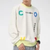 Sportliches Sweatshirt mit Rundhalsausschnitt und kontrastierendem Buchstabenprint, asiatische Größen, „Weiß“