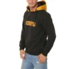 Sportpullover mit Kapuze und Logo-Schriftzug für Herren, schwarz