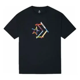 Star Chevron Print Sport-T-Shirt mit Rundhalsausschnitt und kurzen Ärmeln, asiatische Größen „Schwarz“