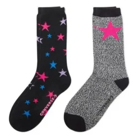 Star Logo Crew Socken, zwei Paar „Schwarz Grau“ Star Logo Crew Socken, zwei Paar „Schwarz Grau“