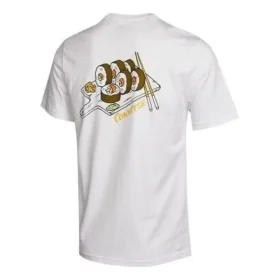 Sushi Graphic Kurzarm-T-Shirt mit Tasche, asiatische Größen „Weiß“