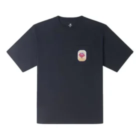 T-Shirt mit Frucht-Patch-Tasche, asiatische Größen „Schwarz“
