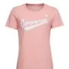 T-Shirt mit Logo vorne in der Mitte, asiatische Größen „Pink White“