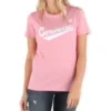 T-Shirt mit Logo vorne in der Mitte, asiatische Größen „Pink White“