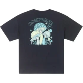 T-Shirt mit Pilz-Grafik, asiatische Größen „Black Teal“