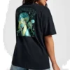 T-Shirt mit Pilz-Grafik, asiatische Größen „Black Teal“