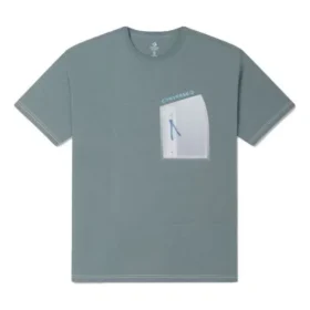 T-Shirt mit Reißverschlusstasche, asiatische Größen „Ash Green“