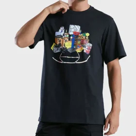 Throwback-T-Shirt (asiatische Größen) „Schwarz“
