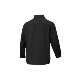 Twill-Langarmhemd mit Knöpfen – asiatische Größen „Schwarz“
