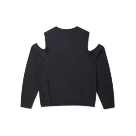 Twisted Knits Cold-Shoulder-Top, asiatische Größen „Schwarz“