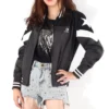 Ungepolsterte Baseball-Bomberjacke, asiatische Größen „Grey White Black“
