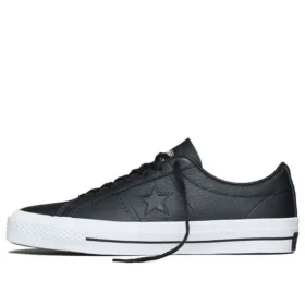 Unisex One Star Leder-Low-Top-Sneaker Schwarz/Weiß