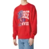 Unisex-Sweatshirt mit Rundhalsausschnitt und Logo-Aufdruck, rot