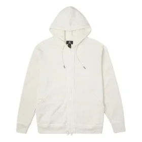 Utility-Fleece-Hoodie aus French Terry mit durchgehendem Reißverschluss, asiatische Größen „Weiß“