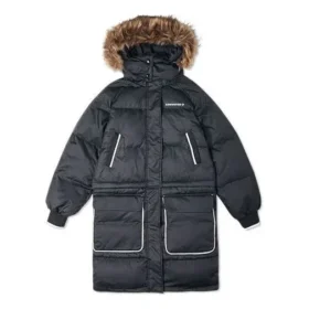 Wandelbare lange Daunenjacke in asiatischen Größen „Schwarz“