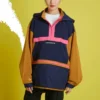 Wandelbares Hoodie-Kleid, asiatische Größen „Navy Tan“