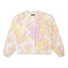 Washed Floral Baumwoll-Shirt mit Rundhalsausschnitt, asiatische Größen „Pink“